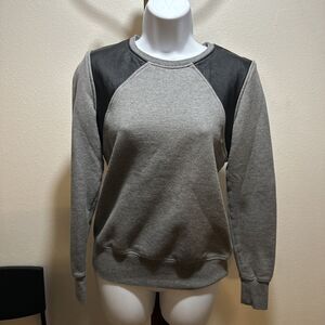 Nike Sportswear Gray Sweatshirt with Lamb Leather Shoulder Panels - Small